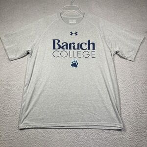 Baruch College T Shirt Adult XL Gray Short Sleeve Under Armour Loose Fit FLAW